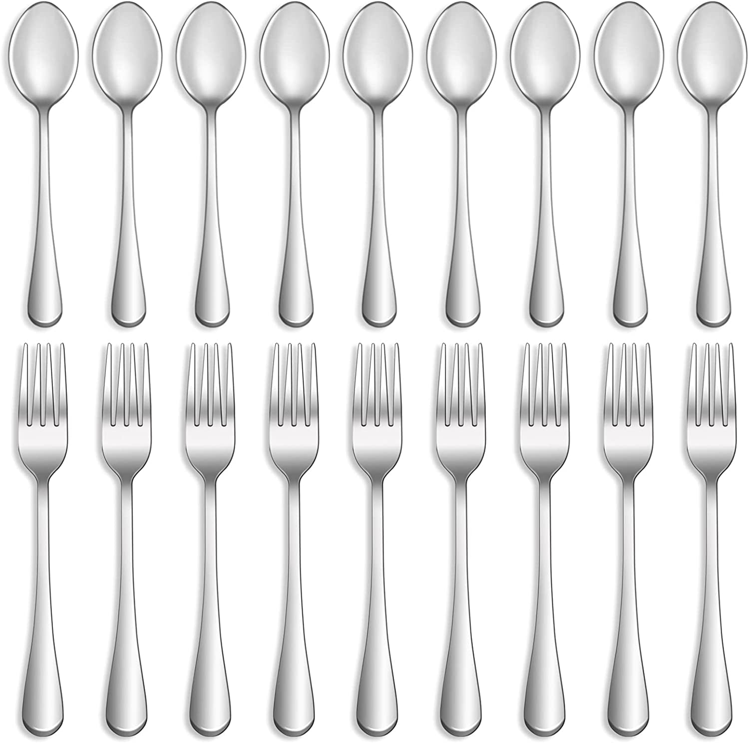 8 Pcs Forks and Spoons Silverware Set,Food Grade Stainless Steel Flatware Cutlery Set for Home,Kitchen and Restaurant,Mirror Polished,Dishwasher Safe - 4 Dinner Fork(8 Inch) and 4 Teaspoon(6.5 Inch)