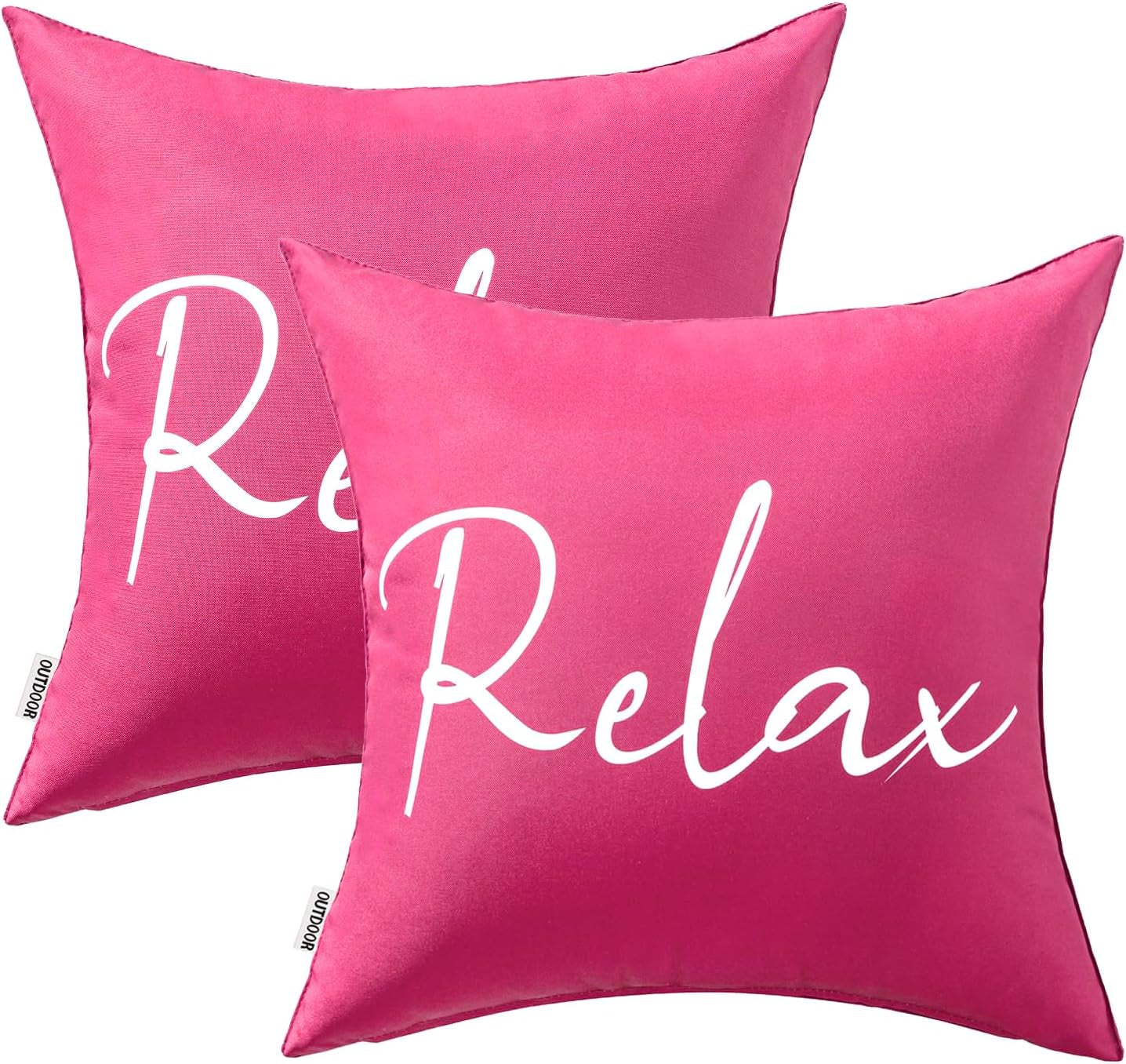 Outdoor Waterproof Throw Pillow Covers Set of 2 Relax Decorative Outdoor Square Pillowcases for Chair Patio Garden Couch Tent Balcony Sofa Hot Pink 18X18 Inch