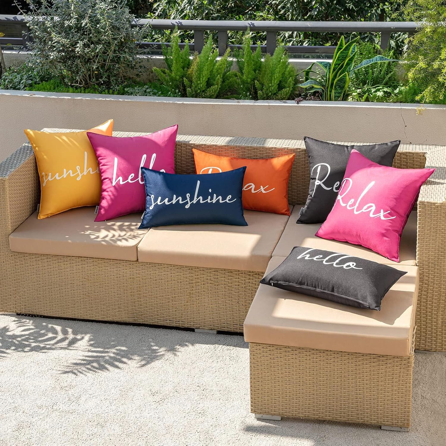 Outdoor Waterproof Throw Pillow Covers Set of 2 Relax Decorative Outdoor Square Pillowcases for Chair Patio Garden Couch Tent Balcony Sofa Hot Pink 18X18 Inch