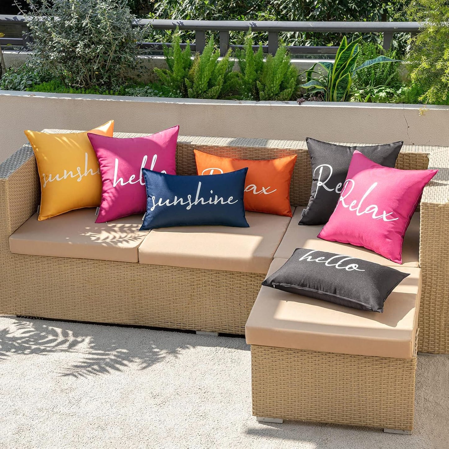 Outdoor Waterproof Throw Pillow Covers Set of 2 Relax Decorative Outdoor Square Pillowcases for Chair Patio Garden Couch Tent Balcony Sofa Hot Pink 18X18 Inch