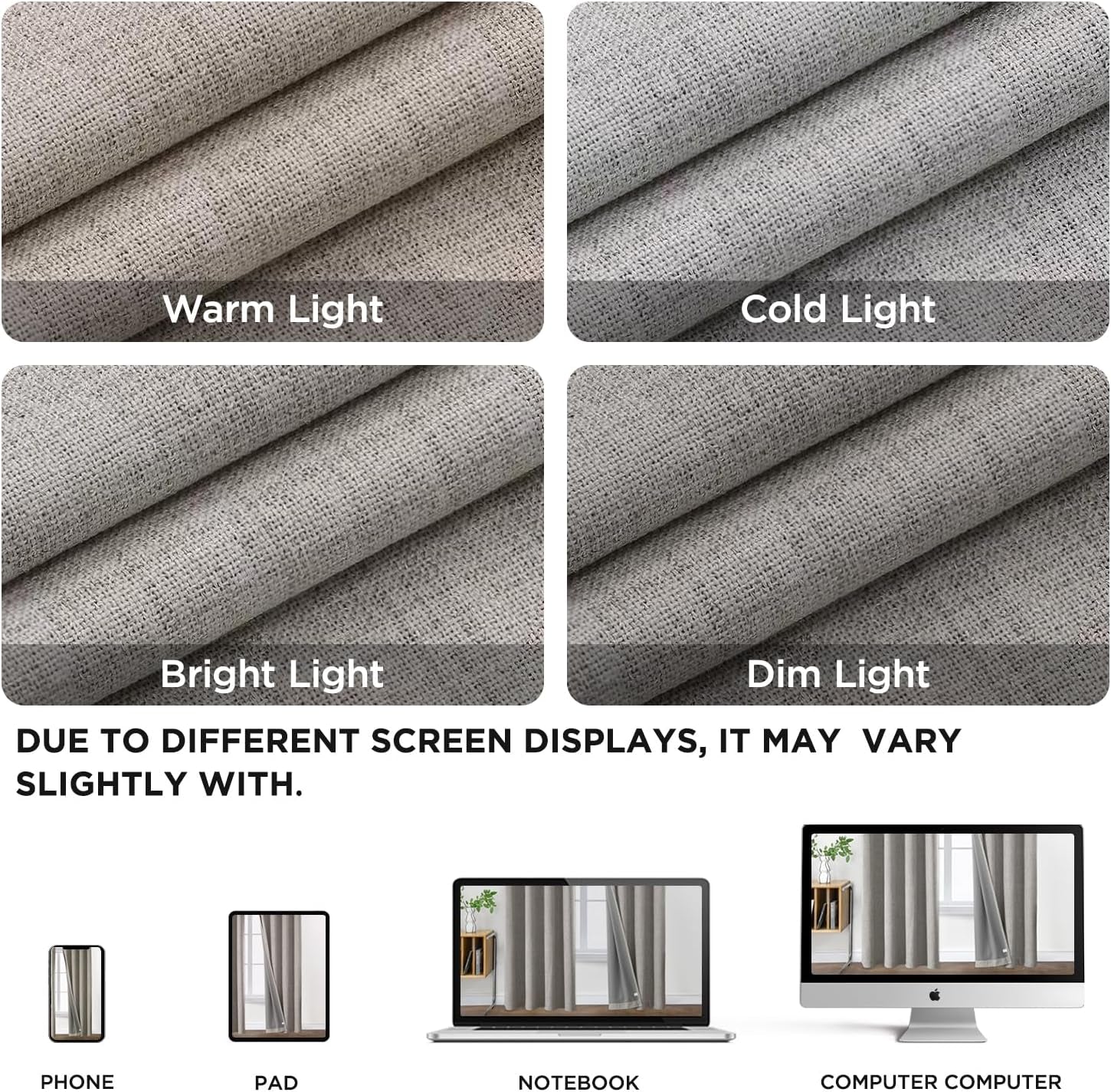 63-Inch Blackout Curtains Set of 2 Panels, Room Darkening Grommet Drapes, Textured Thermal Greyish White Curtains for Living Room and Bedroom (42x63 Inch)