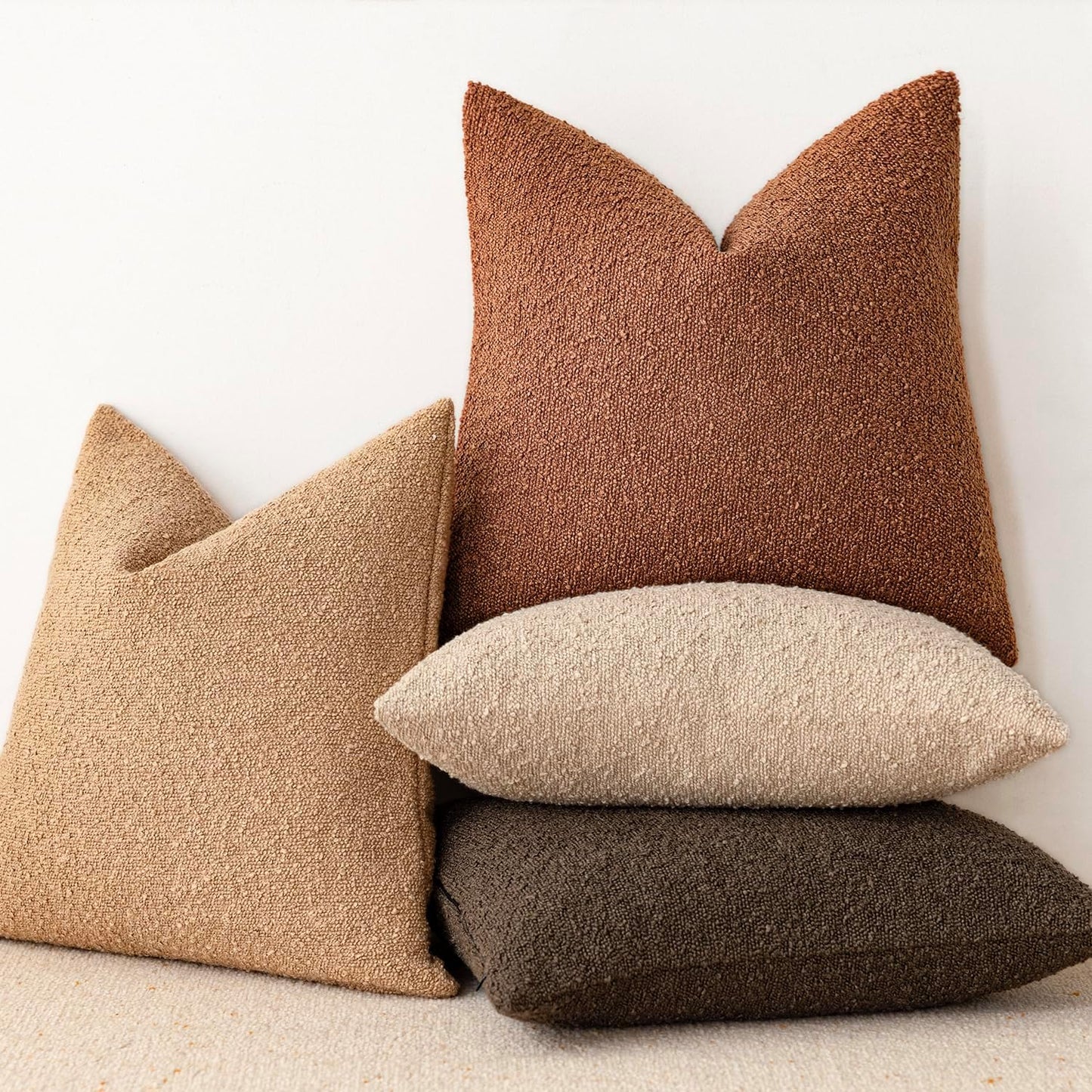 Pack of 2 Textured Boucle Throw Pillow Covers Accent Solid Decorative Lumbar Pillow Cases Soft Couch Cushion Case for Chair Sofa Bedroom Living Room Home Decor 12X20 Inch Burnt Orange Hazel