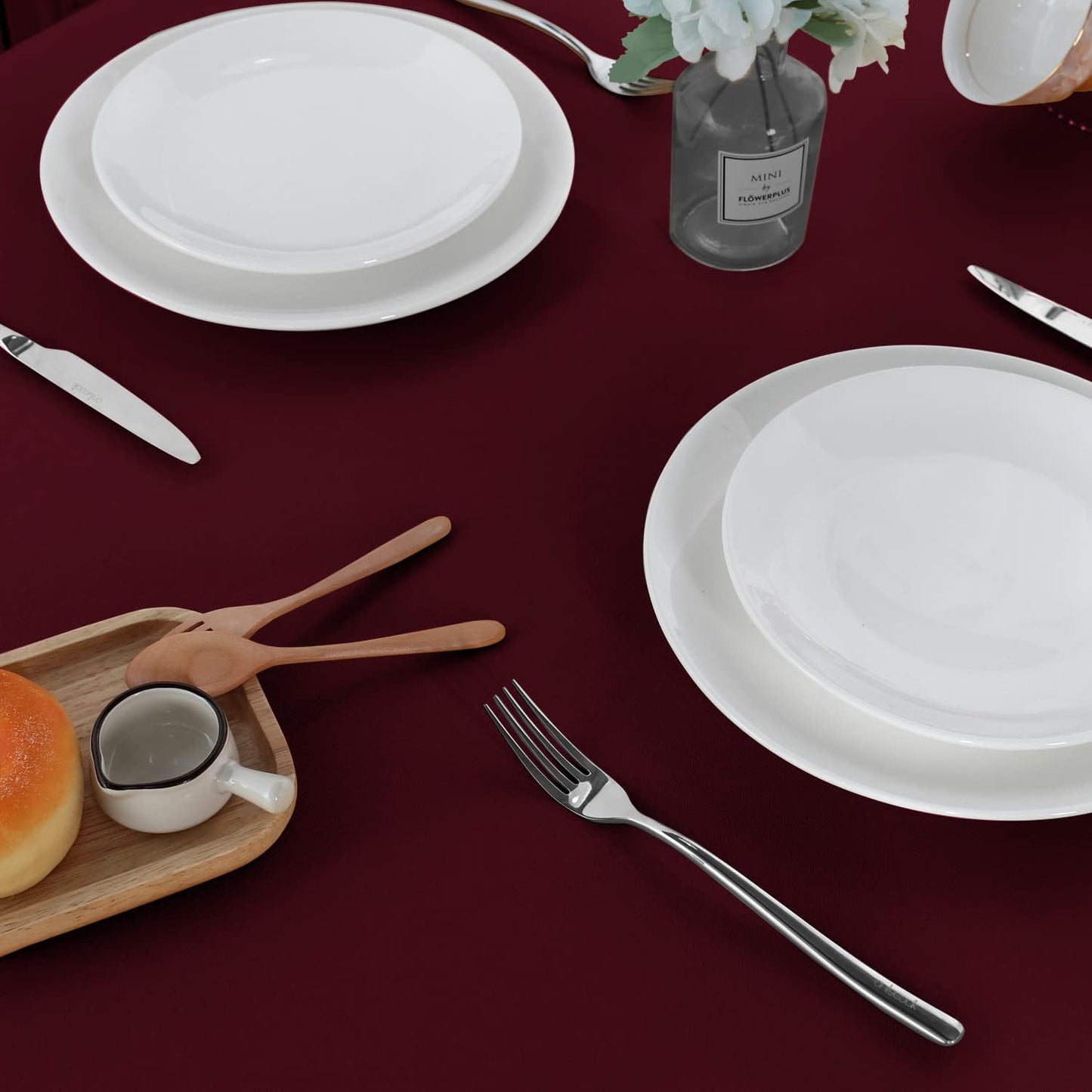 2 Pack Burgundy Tablecloth 60 X 102 Inch, Rectangle 6 Feet Table Cloth - Stain and Wrinkle Resistant Washable Polyester Table Cover for Dining Tables, Buffet Parties and Camping