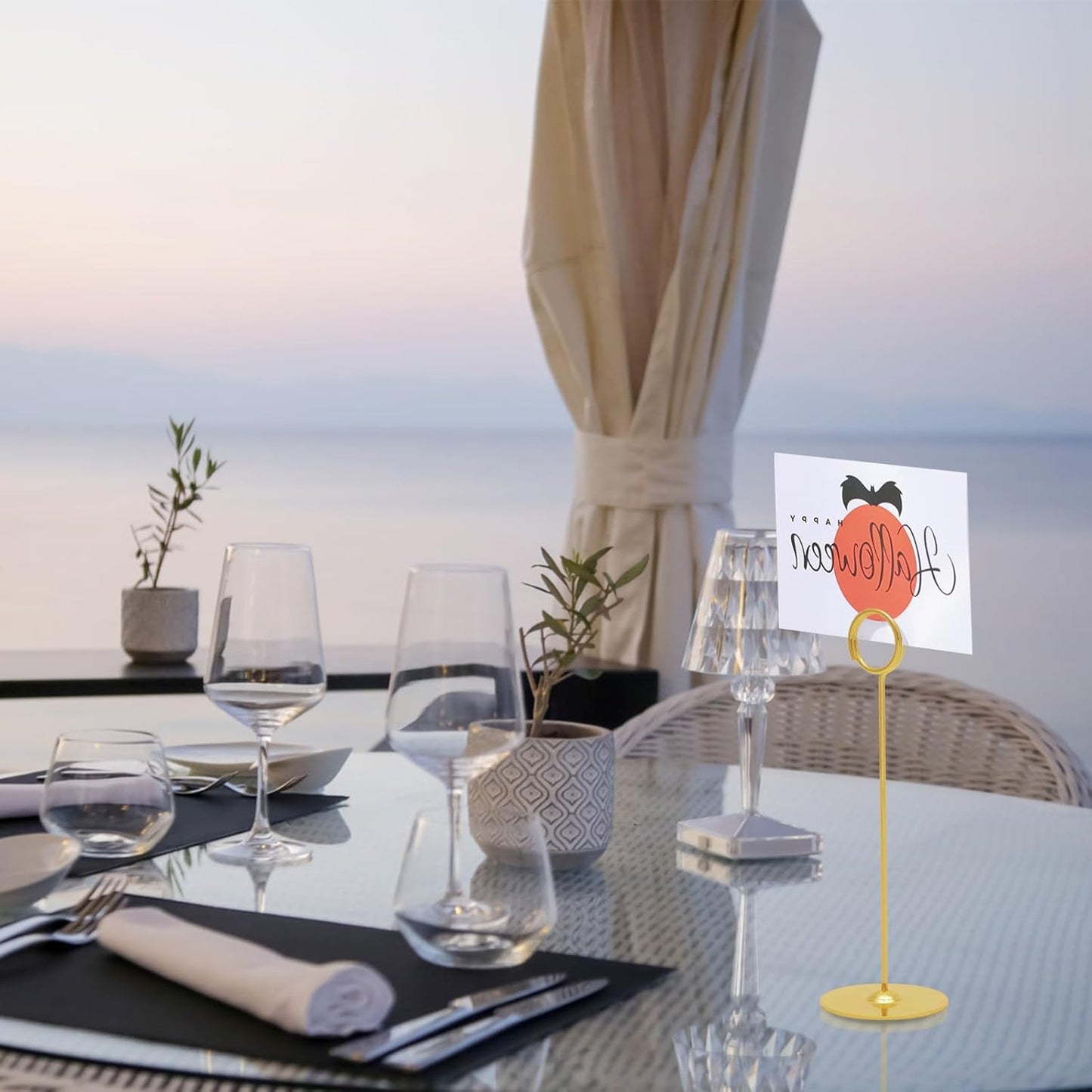 16 Pieces Table Card Holder 8 Inches Table Number Holders Place Steel Card Holders for Photos, Food Signs, Memo Notes, Weddings, Restaurants, Birthdays (Gold)