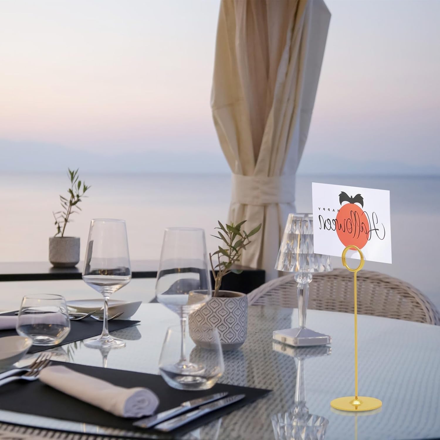 16 Pieces Table Card Holder 8 Inches Table Number Holders Place Steel Card Holders for Photos, Food Signs, Memo Notes, Weddings, Restaurants, Birthdays (Gold)