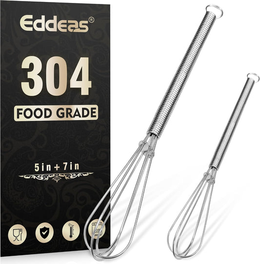 Mini Whisk, Small Whisk 2 Pieces, 5In and 7In 304 Stainless Steel Wire Whisk for Whisking, Beating, Mixing Sauces, Blending Ingredients