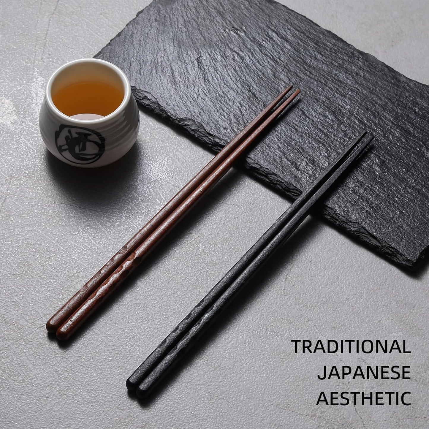 10 Pairs Reusable Wooden Chopsticks, Japanese Style Natural Wood Chopstick Classic Style Chop Stick 8.8 Inch