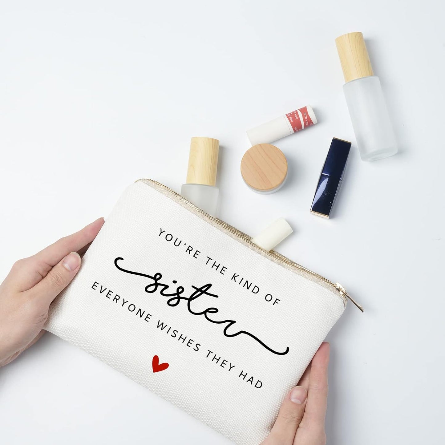 Sister Makeup Bag Gift, Sister Birthday Gift, Gift for Her, Sister Makeup Bag, Friendship Gift, Bestie Toiletry Bag, Graduation Gift for Sister, Travel Pouches