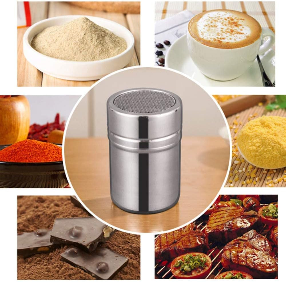 Powder Shaker with Lid,Stainless Steel Fine Mesh Shaker, for Sifter Cocoa,Cinnamon Powder,Icing Sugar,Chocolate Coffee (Small-12Pcs)