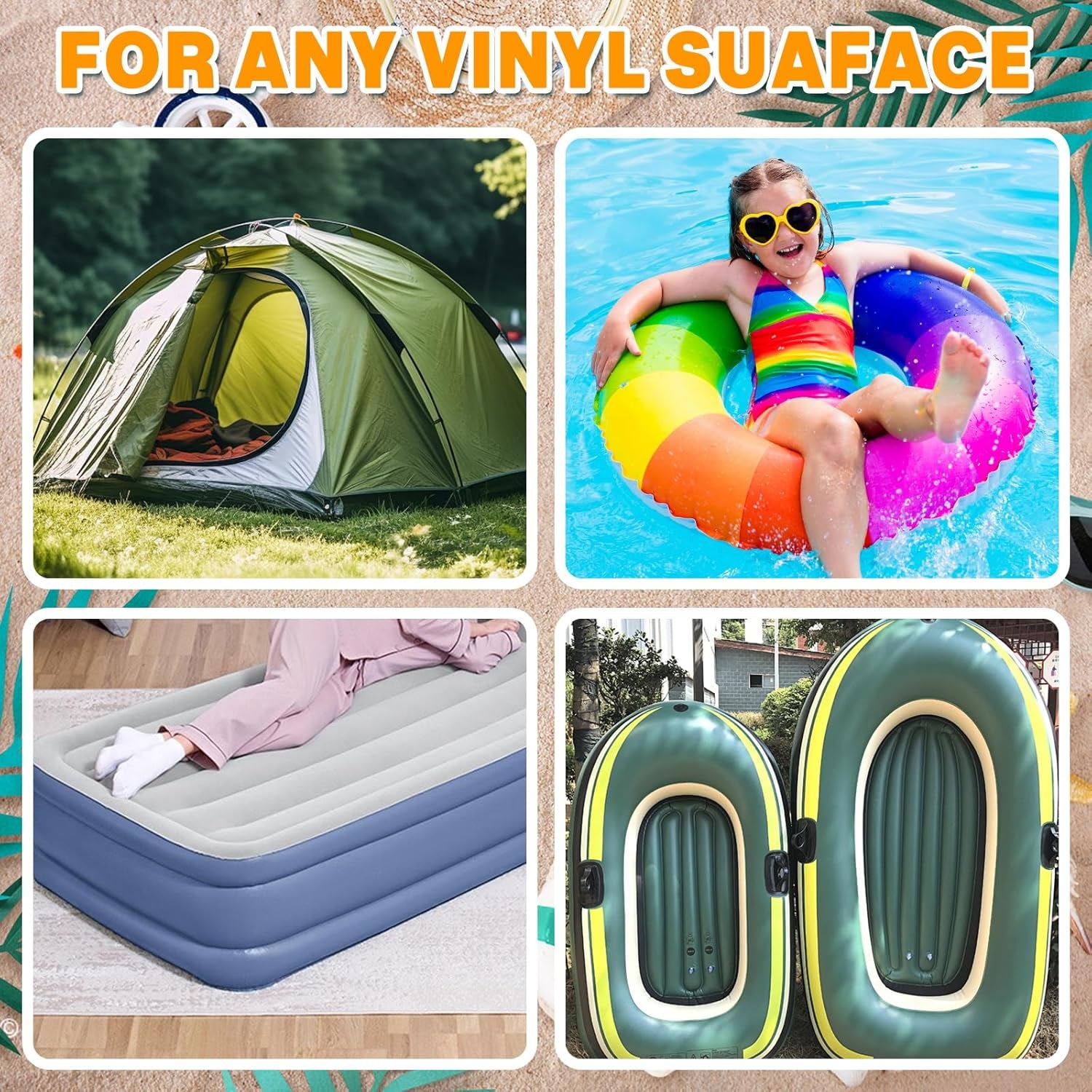 Great Pvc Glue,Pool Liner Patch Kit, Transparent Air Mattress Patch Kit, Waterproof Inflatable Patch Repair Kit for Swimming Ring, Air Mattress, Bounce House, Hot Tub, Inflatables, Tent (1 Pack)