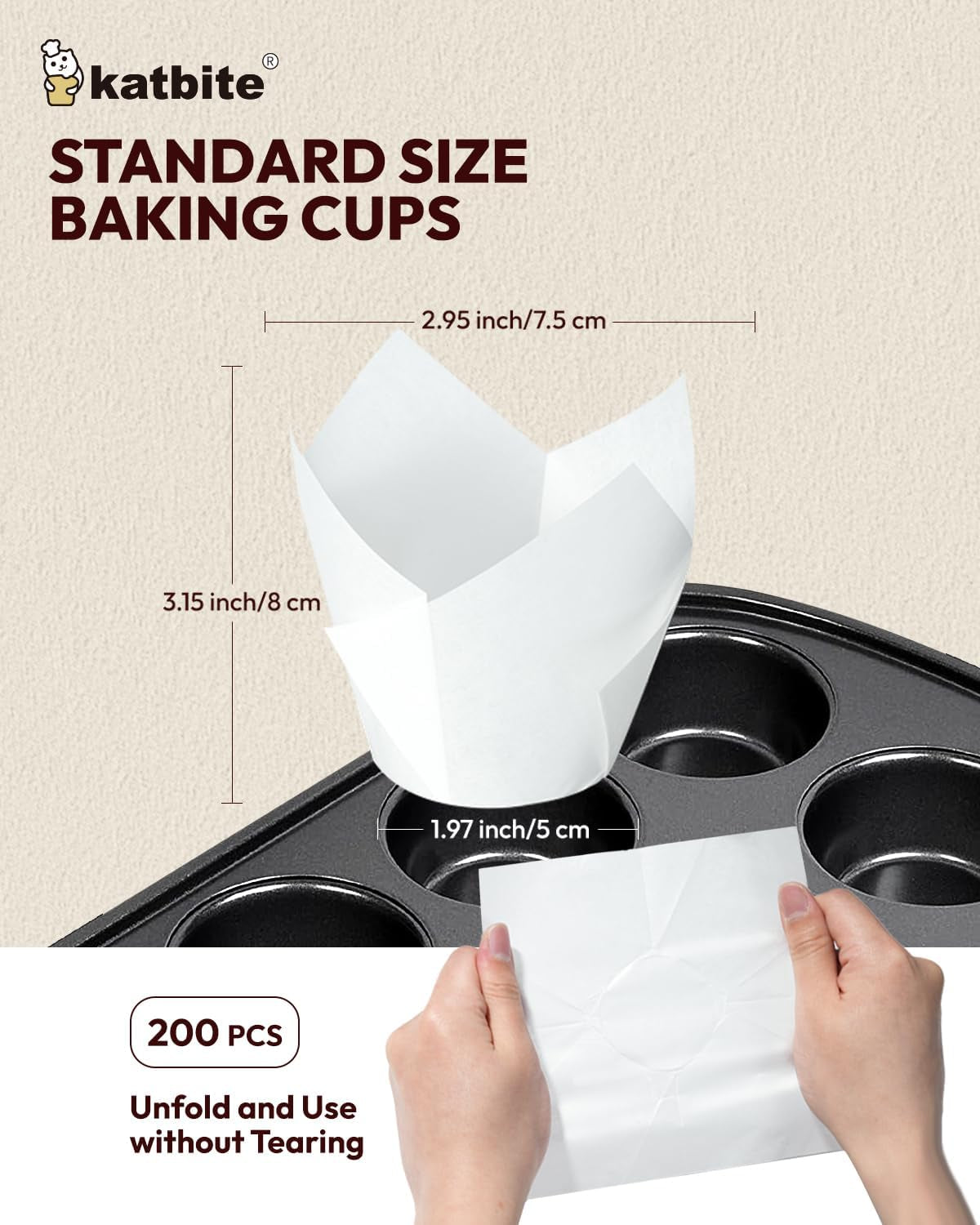 Tulip Cupcake Liners 200PCS, Muffin Baking Cups Prosmooth White