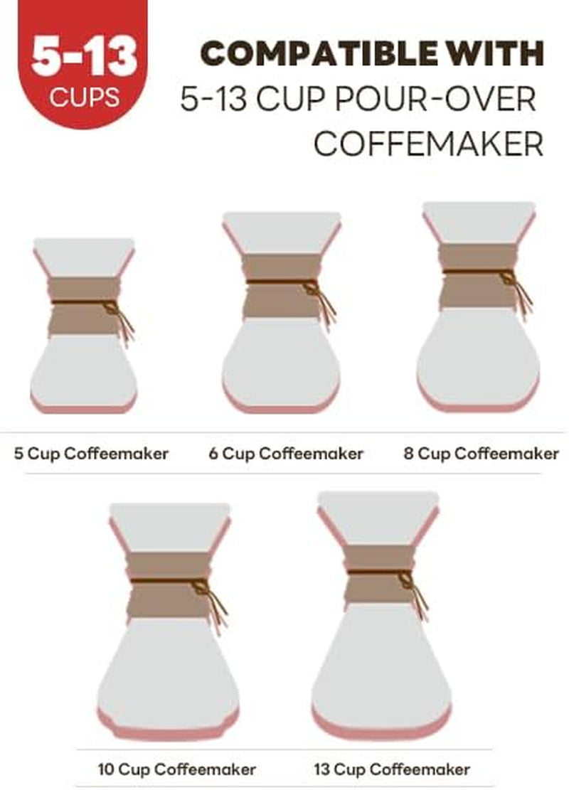 Pre-Folded Natural Unbleached Coffee Filters - 50 Pack, Compatible with Pour-Over Coffee Makers