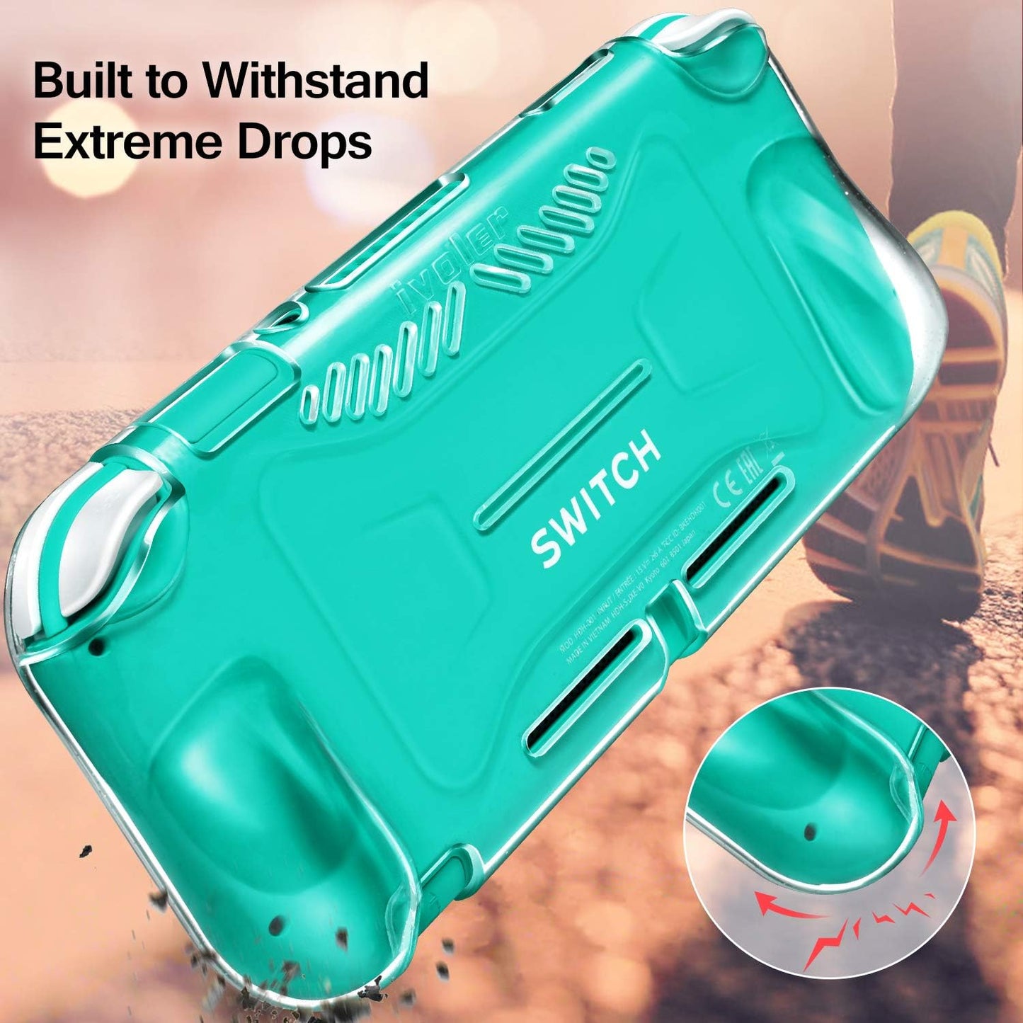 Clear Case for Nintendo Switch Lite Carrying Protective TPU Case, Soft TPU Grip Cover for Joy-Con Grip Cover with 2 Pack Screen Protector Tempered Glass Shock-Absorption, Anti-Scratch