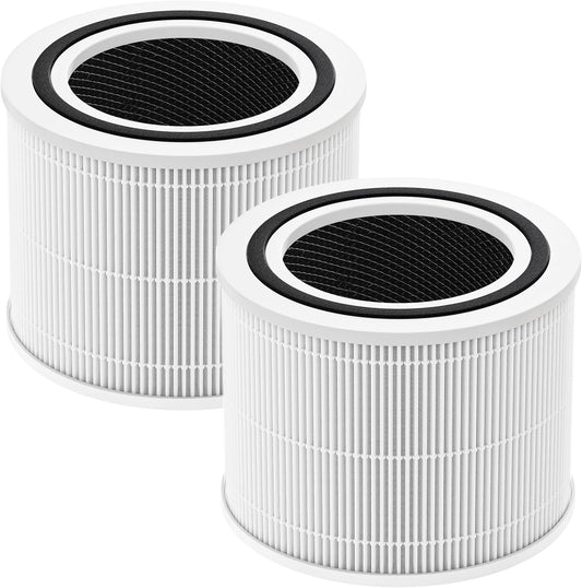 2-Pack Replacement HEPA Filter for LEVOIT Core 300 and Core 300S Air Purifiers - 3-in-1 Activated Carbon Filtration System, Model Core 300-RF