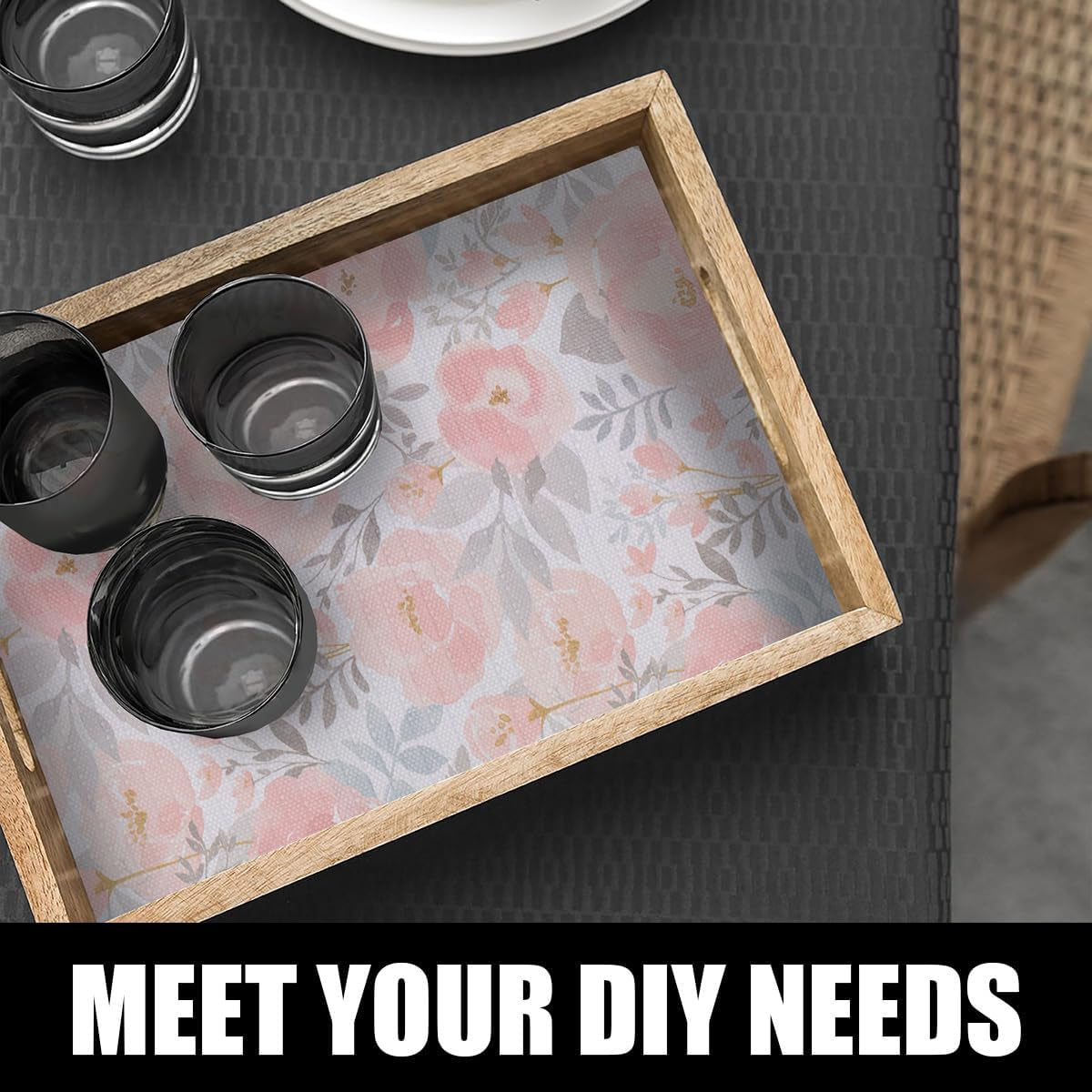 Peony Shelf and Drawer Liner for Kitchen,Non-Adhesive and Strong Non-Slip Floral Cabinet Drawer Liners for Kitchen Shelf, Waterproof Cupboard Liners,Easy to Clean,12In X 10FT