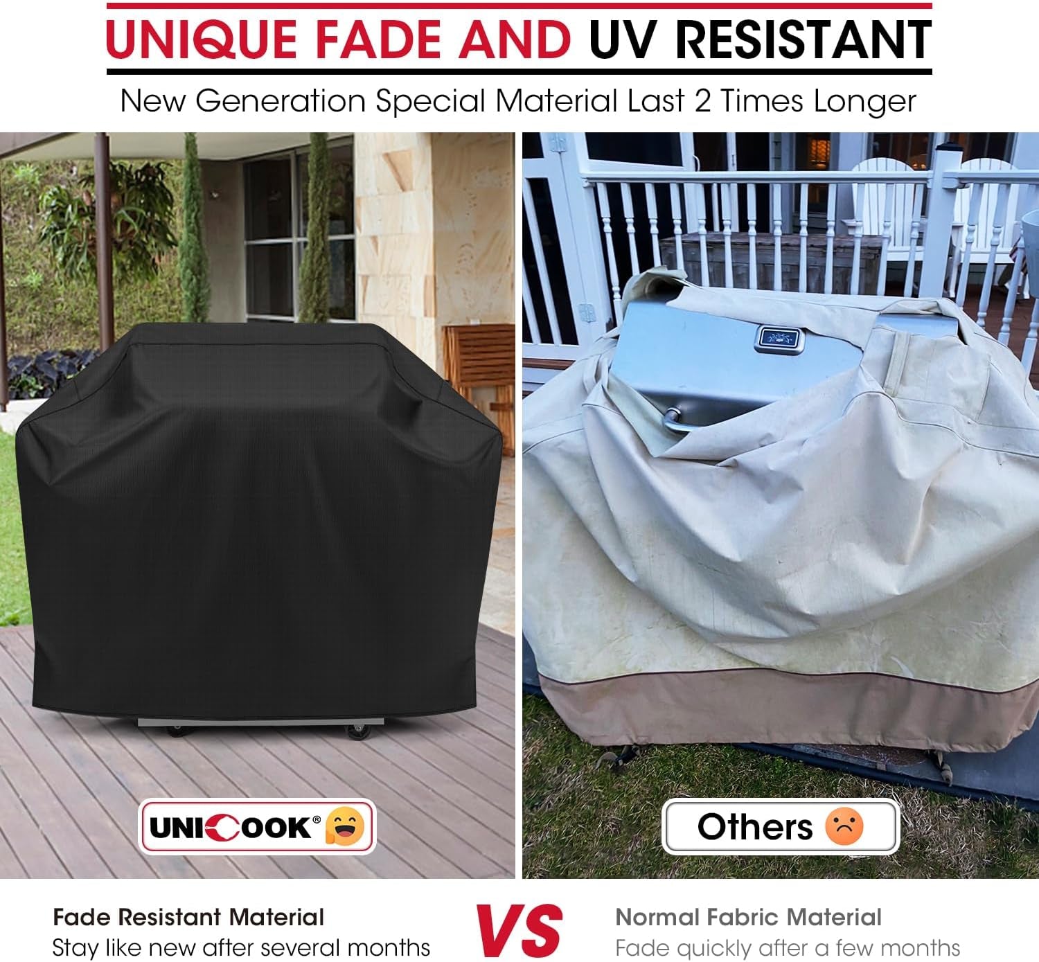 Grill Cover 55 Inch, BBQ Cover for Outdoor Grill, Unique Waterproof Vinyl Exterior with Polyester Lining, Compatible with Weber Char-Broil Nexgrill Bbqs up to 53”Wide, Basic Version