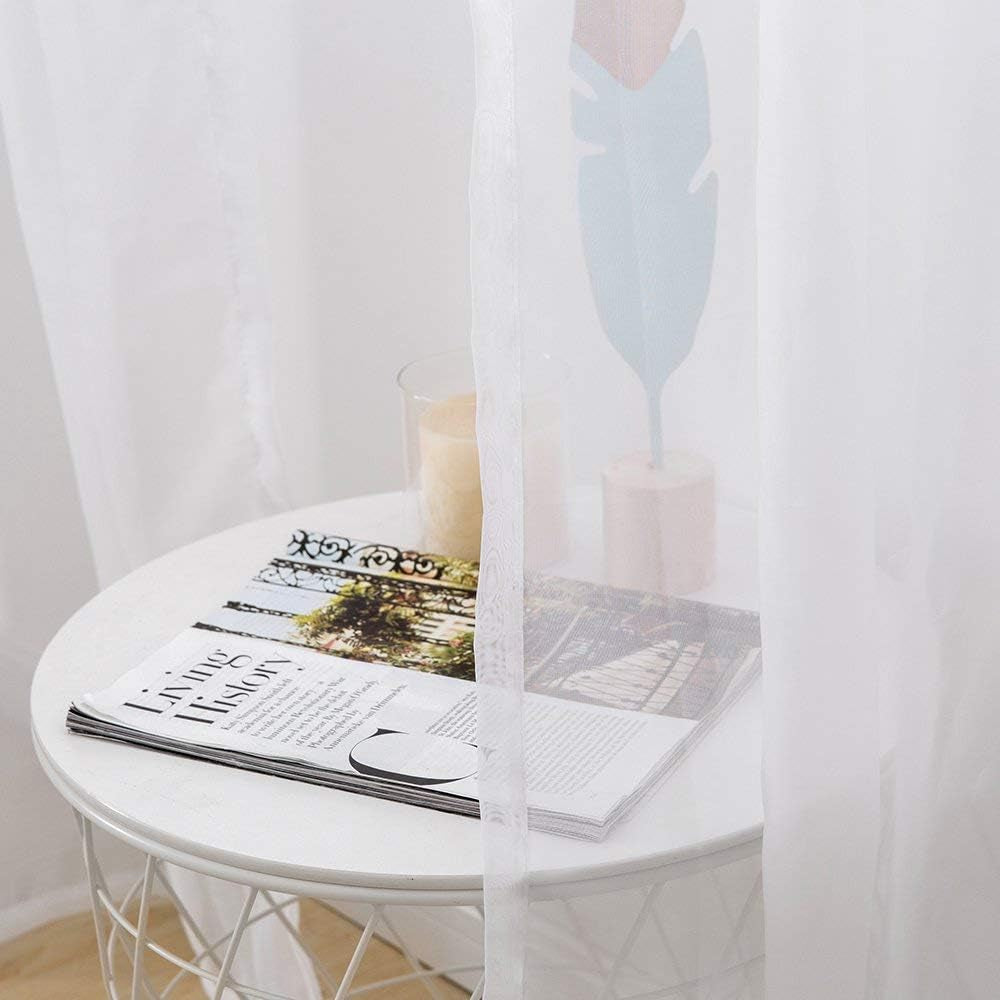 2 Panels Solid Color White Sheer Window Curtains Elegant Window Voile Panels/Drapes/Treatment for Bedroom Living Room (54 X 84 Inches White)