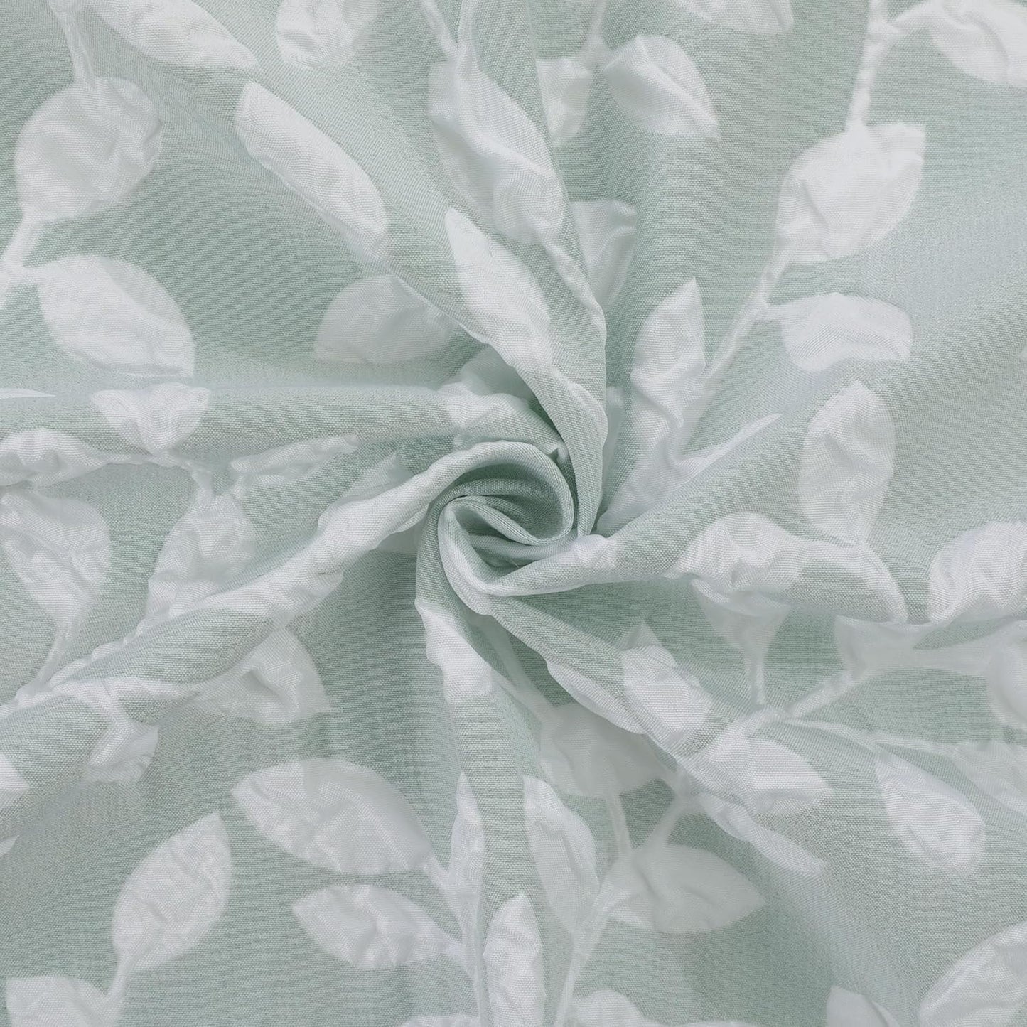 Anna White Green Valances for Windows 14 Inches Long 1 Pieces, Light Filtering Soft 3D Embossed Textured Fabric Curtains for Bedroom Basement Small Windows, 56Wx14L Inches