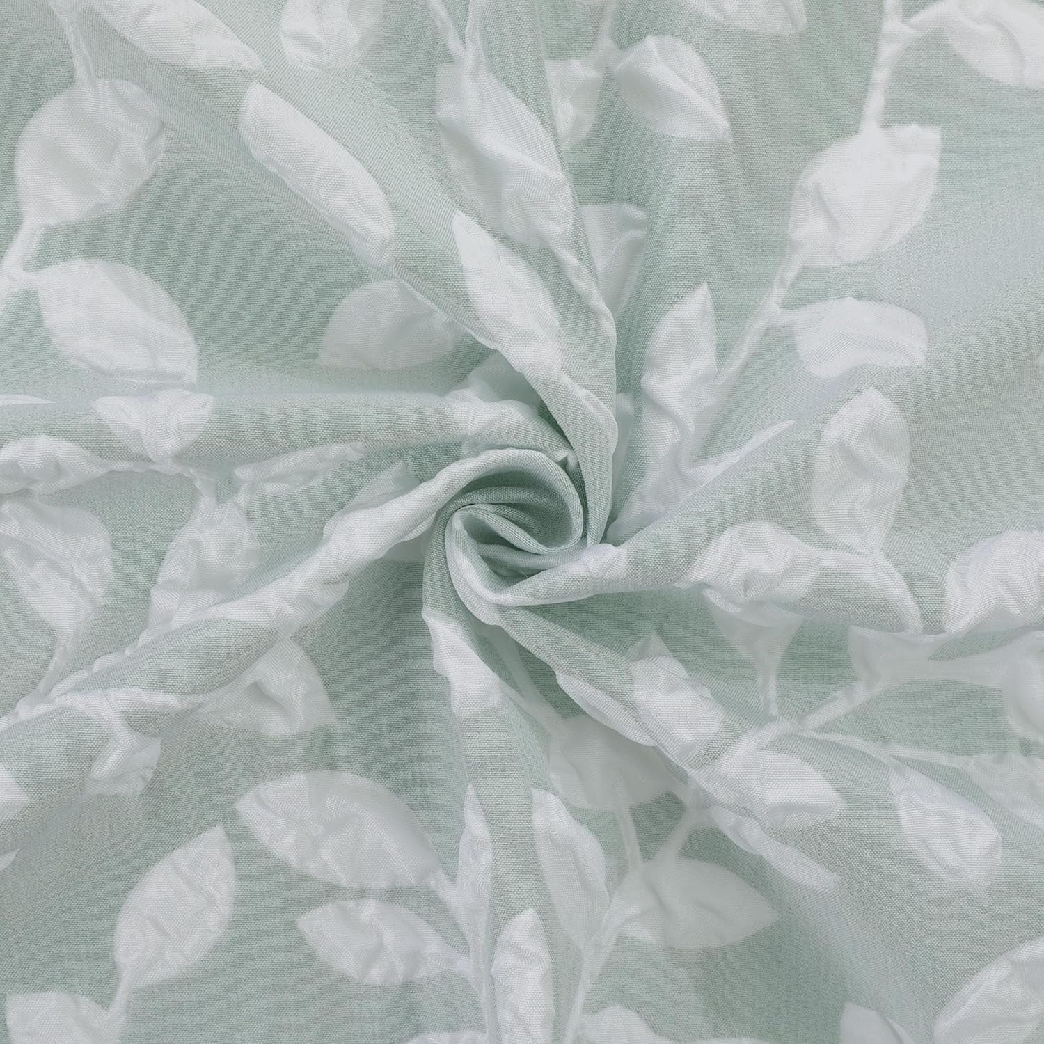 Anna White Green Valances for Windows 14 Inches Long 1 Pieces, Light Filtering Soft 3D Embossed Textured Fabric Curtains for Bedroom Basement Small Windows, 56Wx14L Inches