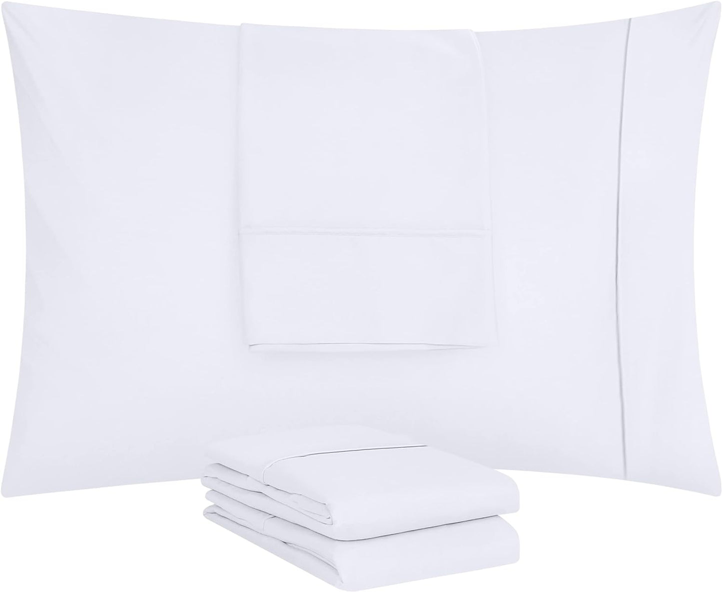 Queen Pillow Cases - 4 Pack - Envelope Closure - Soft Brushed Microfiber Fabric - Shrinkage and Fade Resistant Pillow Covers Queen Size 20 X 30 Inches (Queen, White)