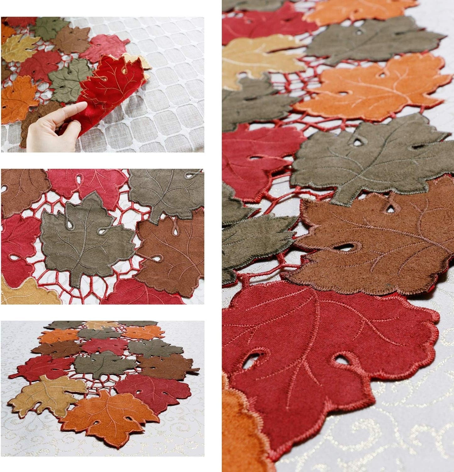 Fall Thanksgiving Table Runners, Fall Decorations for Home, 13Inch X 54Inch Embroidered Maple Leaves Table Runner for Harvest, Autumn Farmhouse Decorations for Home Settings, Machine Washable.