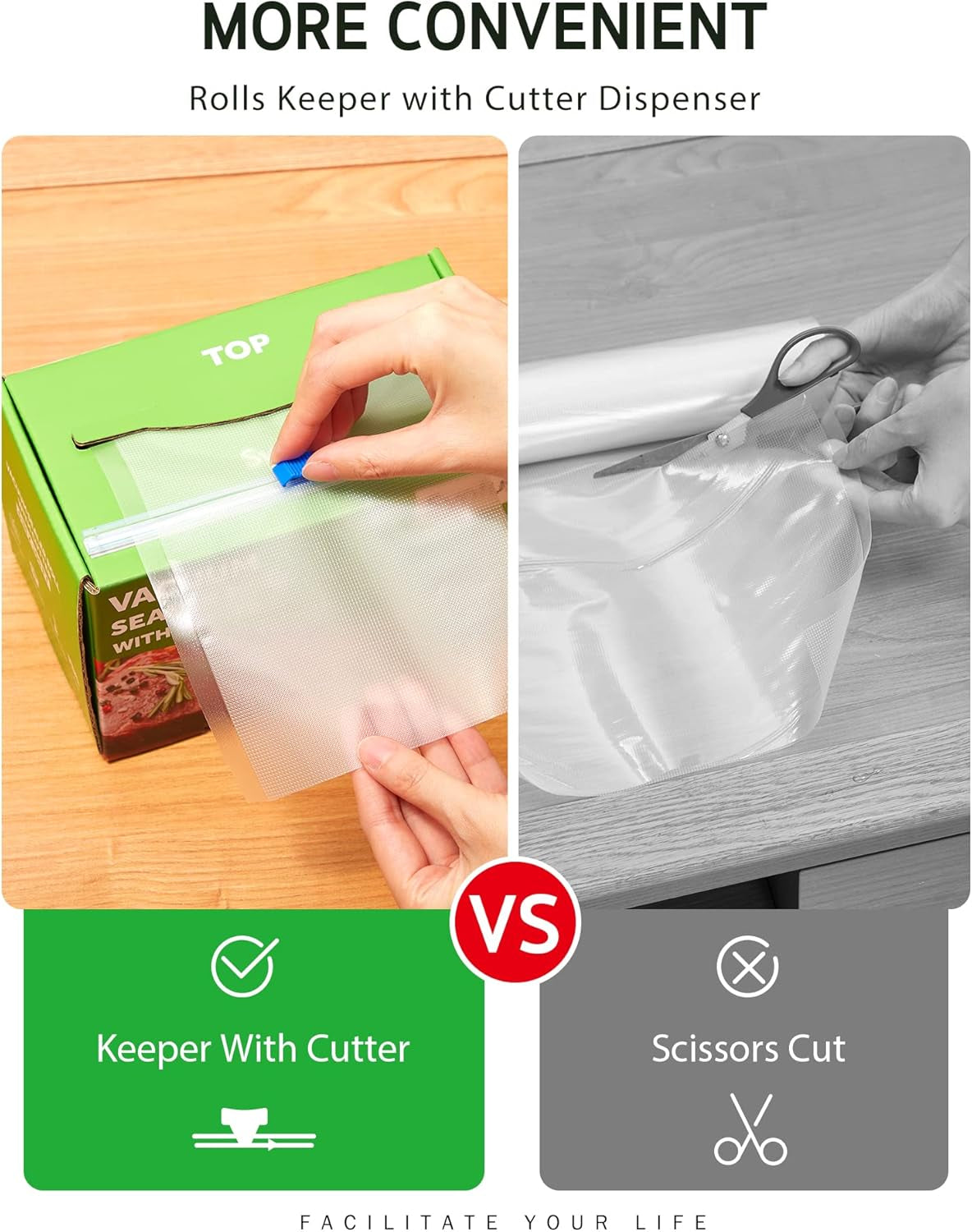 11" X 150' Food Vacuum Seal Roll Keeper with Cutter Dispenser, Commercial Grade Vacuum Sealer Bag Rolls, BPA Free Food Vac Bags, Ideal for Storage, Meal Prep and Sous Vide