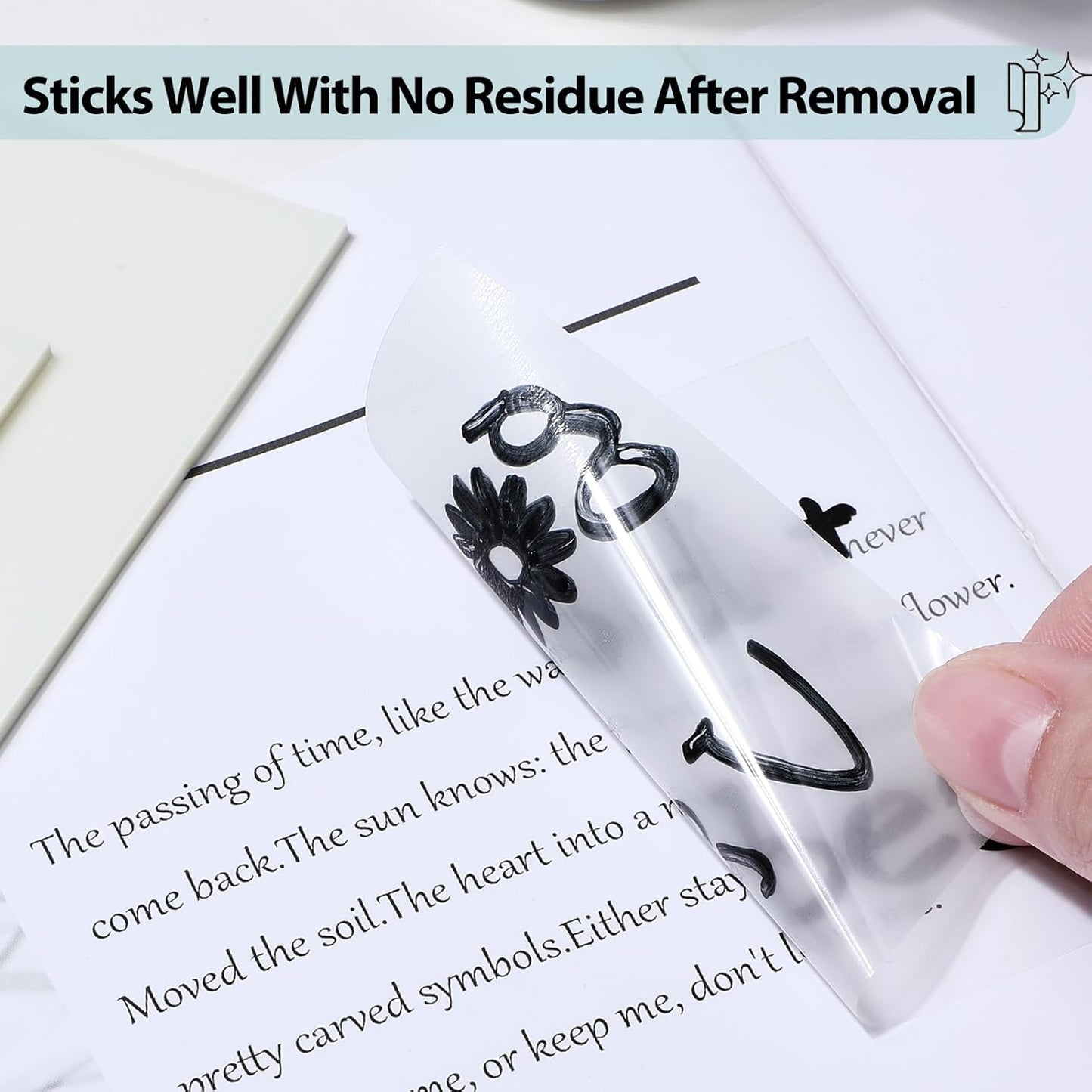 Transparent Sticky Notes - 3X3 Inch Clear, Waterproof Translucent Notes for Annotation - 300 Sheets