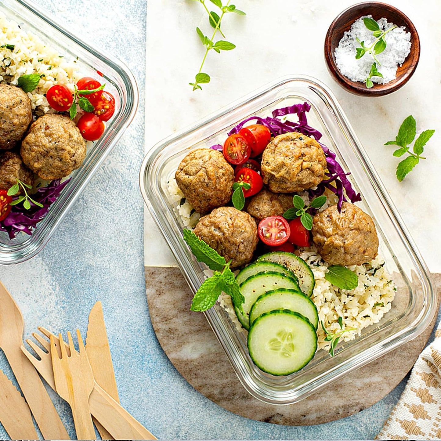 22 OZ Glass Meal Prep Containers Set - 10 Pack, Airtight Glass Lunch Containers with Lids, BPA-Free, Suitable for Microwave, Oven, Freezer & Dishwasher, Grey