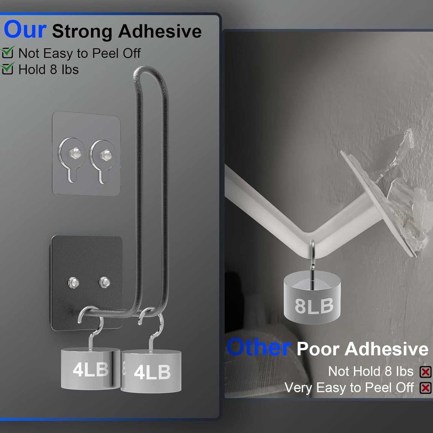 4 Pack Hat Racks - Baseball Cap Hat Holder, Organizer - Strong Adhesive/Wall Drilled for Door, Bedroom, Closet (Black)