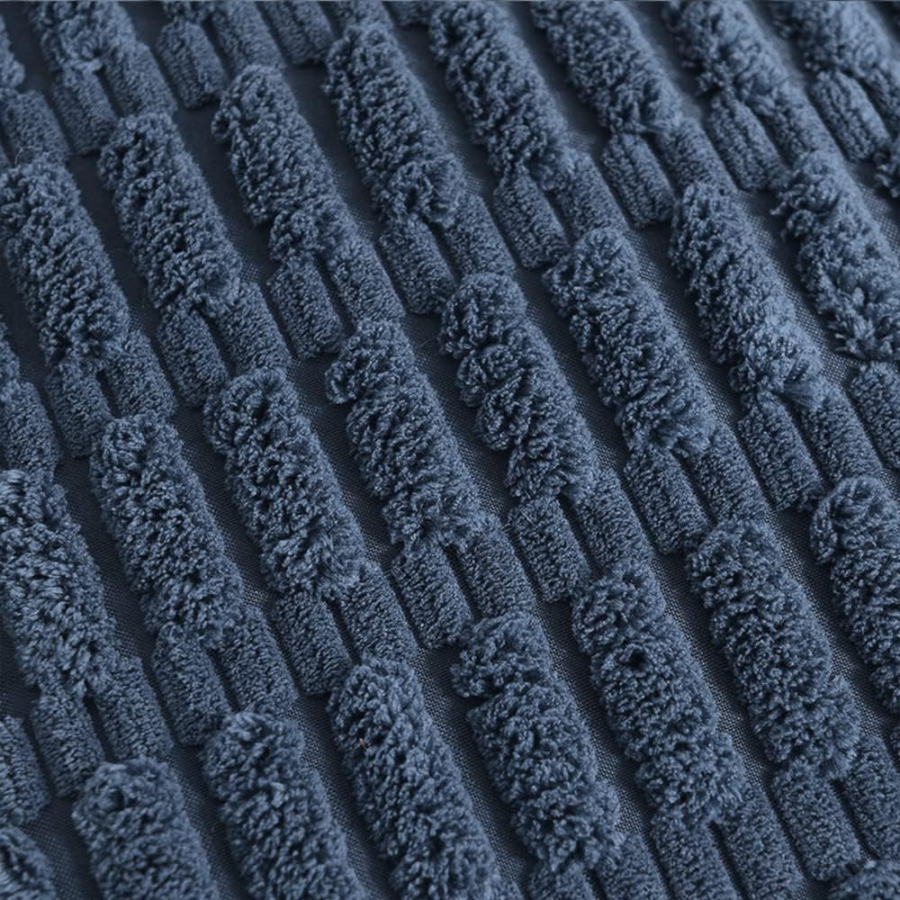 2 Packs Dusty Blue Decorative Throw Pillow Covers 12X20 Inch with Pom-Poms for Couch Bed Living Room, Farmhouse Boho Home Decor, Soft Corduroy Cute Lumbar Cushion Case 30X50 Cm