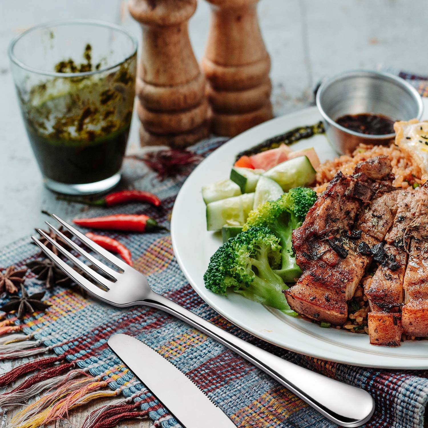 Dinner Forks Set, Food-Grade 18/8 Stainless Steel Forks Silverware, Mirror Polished, Dishwasher Safe - Set of 12, 8 Inches