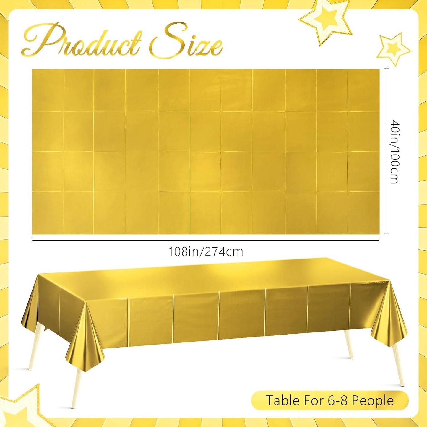 Bright Gold Metallic Foil Tablecloth Set - Elegant Matte Finish, Durable and Easy to Clean - Ideal for Bachelorette, Birthday, Wedding, and Anniversary Celebrations