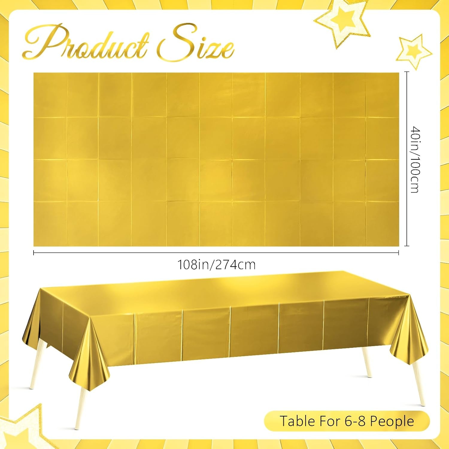 Bright Gold Metallic Foil Tablecloth Set - Elegant Matte Finish, Durable and Easy to Clean - Ideal for Bachelorette, Birthday, Wedding, and Anniversary Celebrations