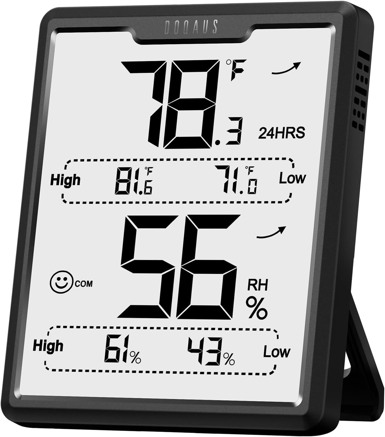 Upgraded Digital Hygrometer Room Thermometer Indoor, Humidity Meter with Large LCD Display, Temperature Humidity Monitor with Max Min Records, Black