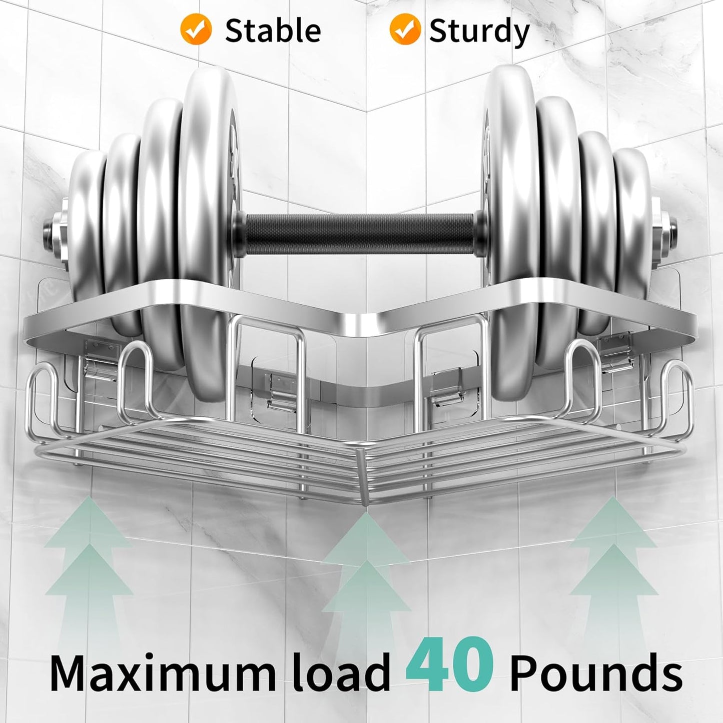 Corner Shower Caddy Shelf Organizer Rack, Self Adhesive Black Bathroom Shelves Basket, Home Farmhouse Wall inside Organization and Storage Decor Rv Accessories, Apartment Essentials