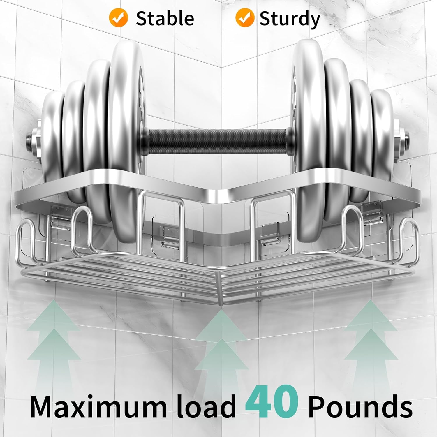 Corner Shower Caddy Shelf Organizer Rack, Self Adhesive Black Bathroom Shelves Basket, Home Farmhouse Wall inside Organization and Storage Decor Rv Accessories, Apartment Essentials