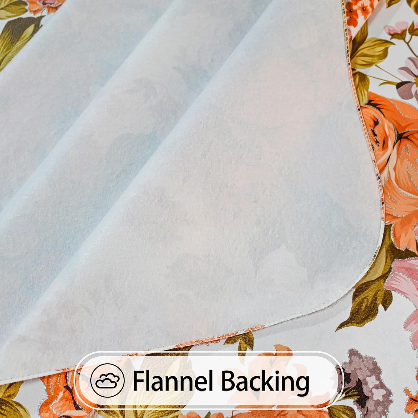 Rectangle Flower Table Cloth, Waterproof Vinyl Tablecloth with Flannel Backing, Table Linens, Plastic Tablecloths for Dinner, Kitchen and Parties, 60"X84"