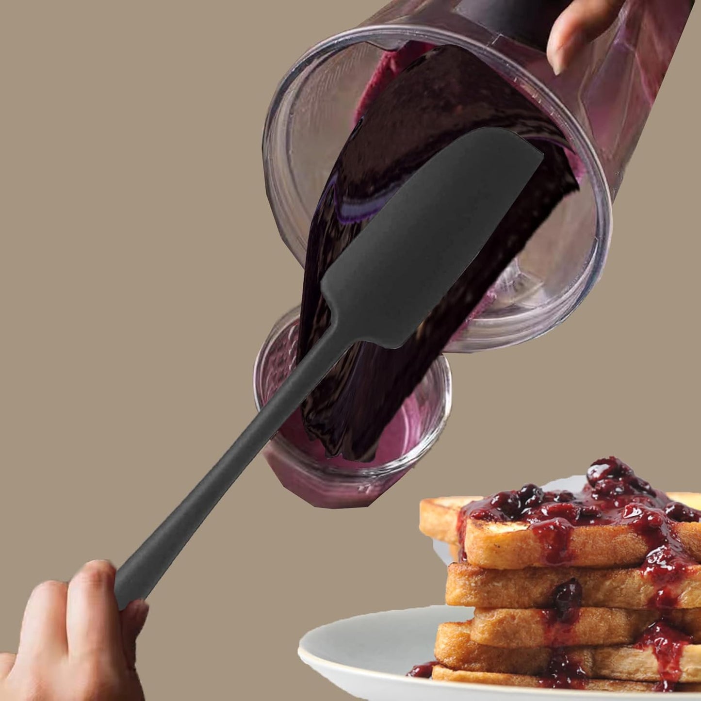 Silicone Jar Spatula, Small Rubber Scraper, Spatulas Silicone Heat Resistant, Seamless,Non Stick Cookware 11.2 Inch, Black.