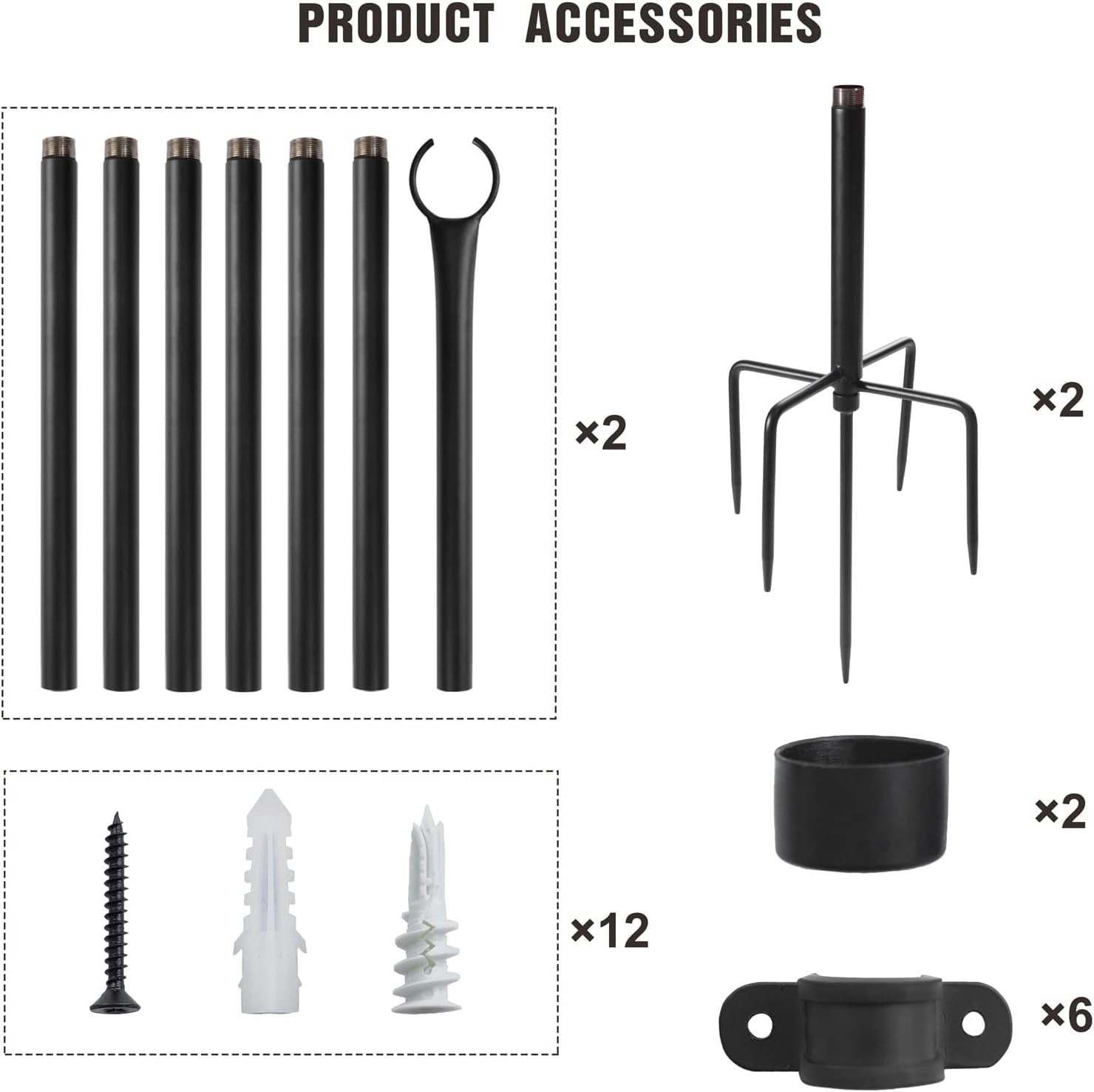 2-Pack Heavy-Duty 10-Foot Adjustable Outdoor Metal String Light Poles for LED Lighting - Ideal for Gardens, Backyards, Weddings, and Parties