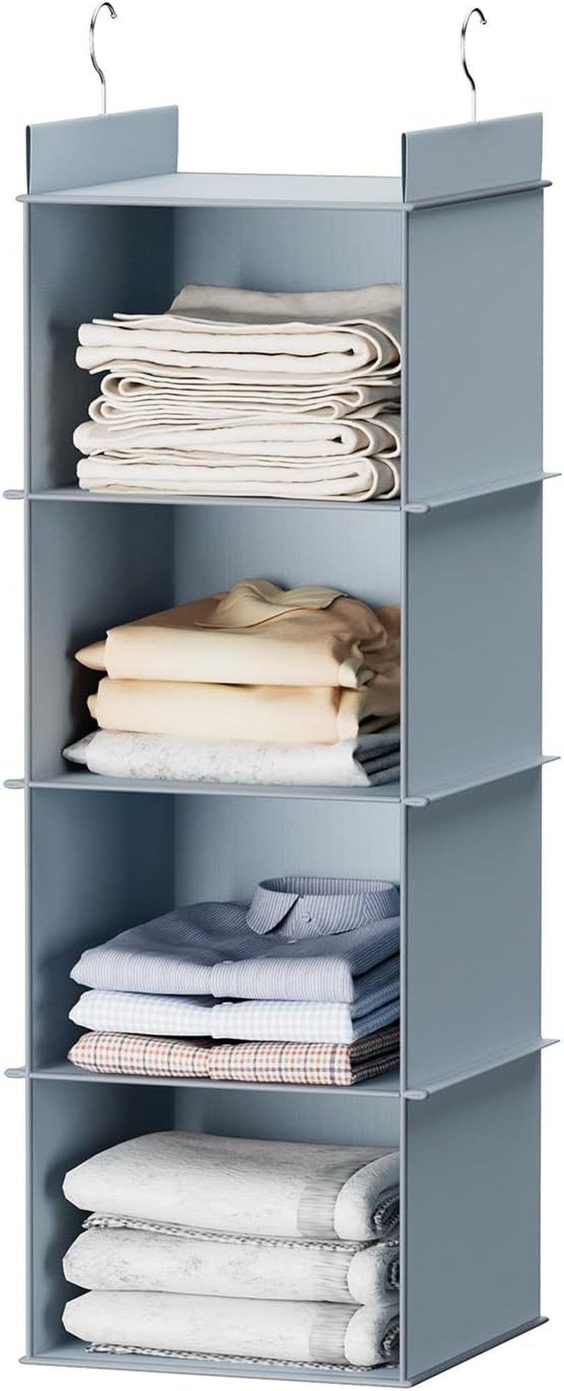 Hanging Closet Organizer, 4-Shelf Closet Hanging Shelves, Grey