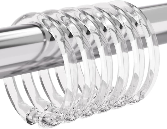 Plastic Shower Curtain Rings, 12 Pcs Clear Shower Curtain Hooks, O Shape Shower Curtain Hooks Rings, Easy to Snap Closure Shower Hooks for Shower Curtain and Liner Bathroom
