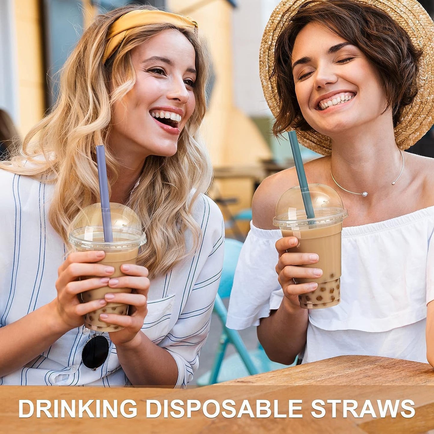 100 Pcs Jumbo Smoothie Straws, Disposable Wide Plastic Drinking Straws, Colorful Plastic Straws for Milkshakes, Smoothies, Boba, Bubble Tea, Ice Coffee - 8.5"L, 0.4" D
