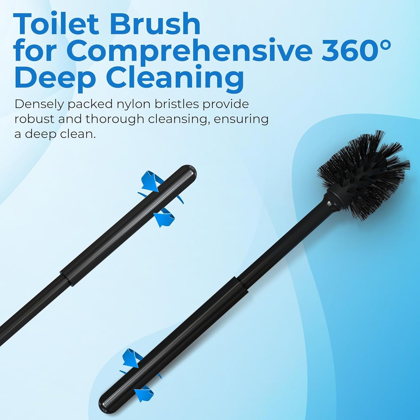 Toilet Plunger and Brush Set with Holder for Deep Cleaning, Includes Toilet Bowl Brush and Plunger for Effective Bathroom Cleaning (Pack of 1, Black)