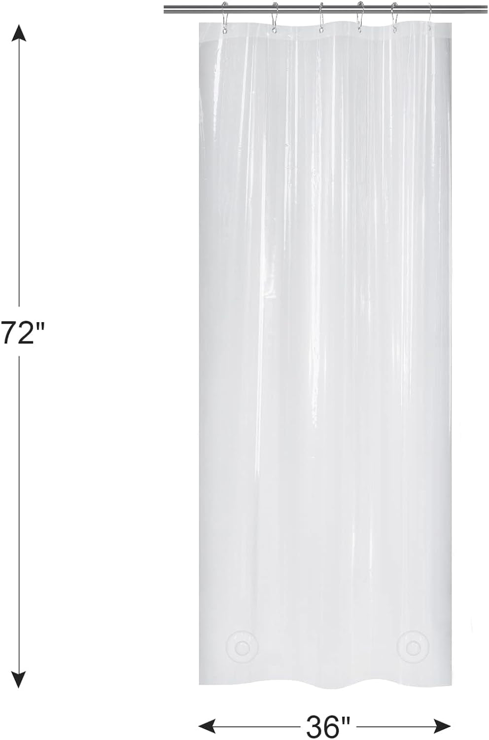 Heavy Duty Stall Shower Curtain Liner 12 Gauge, 36 X 72 Inches Clear Weighted Plastic Shower Liner with 2 Weighted Stones and 6 Rustproof Metal Grommet