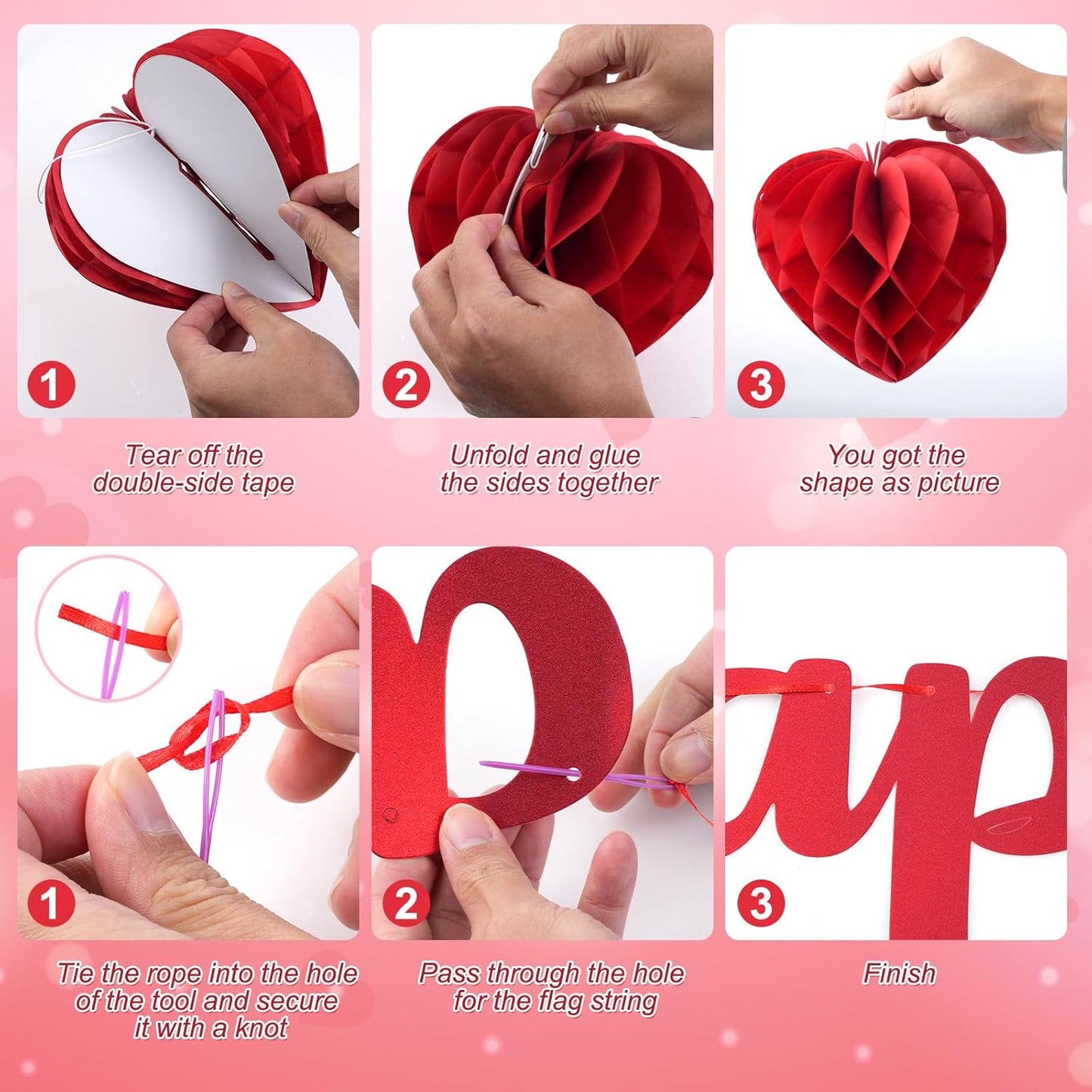 Galentines Day Decorations for Party, Happy Galentine’S Day Heart Banner Garland, Galentines Day Party Supplies with Hanging Streamers Heart Honeycombs Swirls for Girls Ladies Celebration