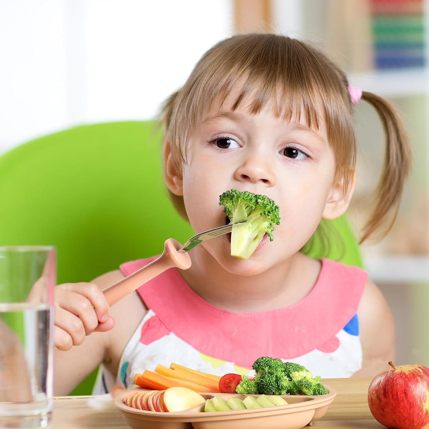 6 Pieces Toddler Forks,Kids Safe Utensils Set with Silicone round Handle for Self Feeding,18/8 Stainless Steel Baby Forks,Children'S Silverware Set BPA Free, Dishwasher Safe