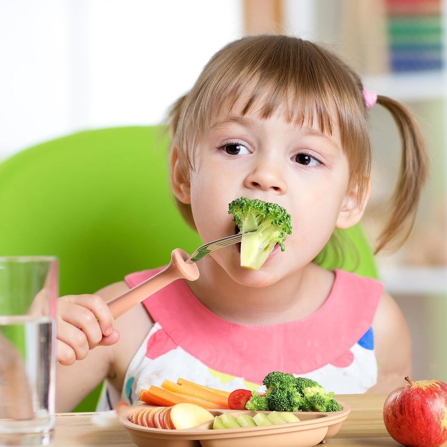 6 Pieces Toddler Forks,Kids Safe Utensils Set with Silicone round Handle for Self Feeding,18/8 Stainless Steel Baby Forks,Children'S Silverware Set BPA Free, Dishwasher Safe