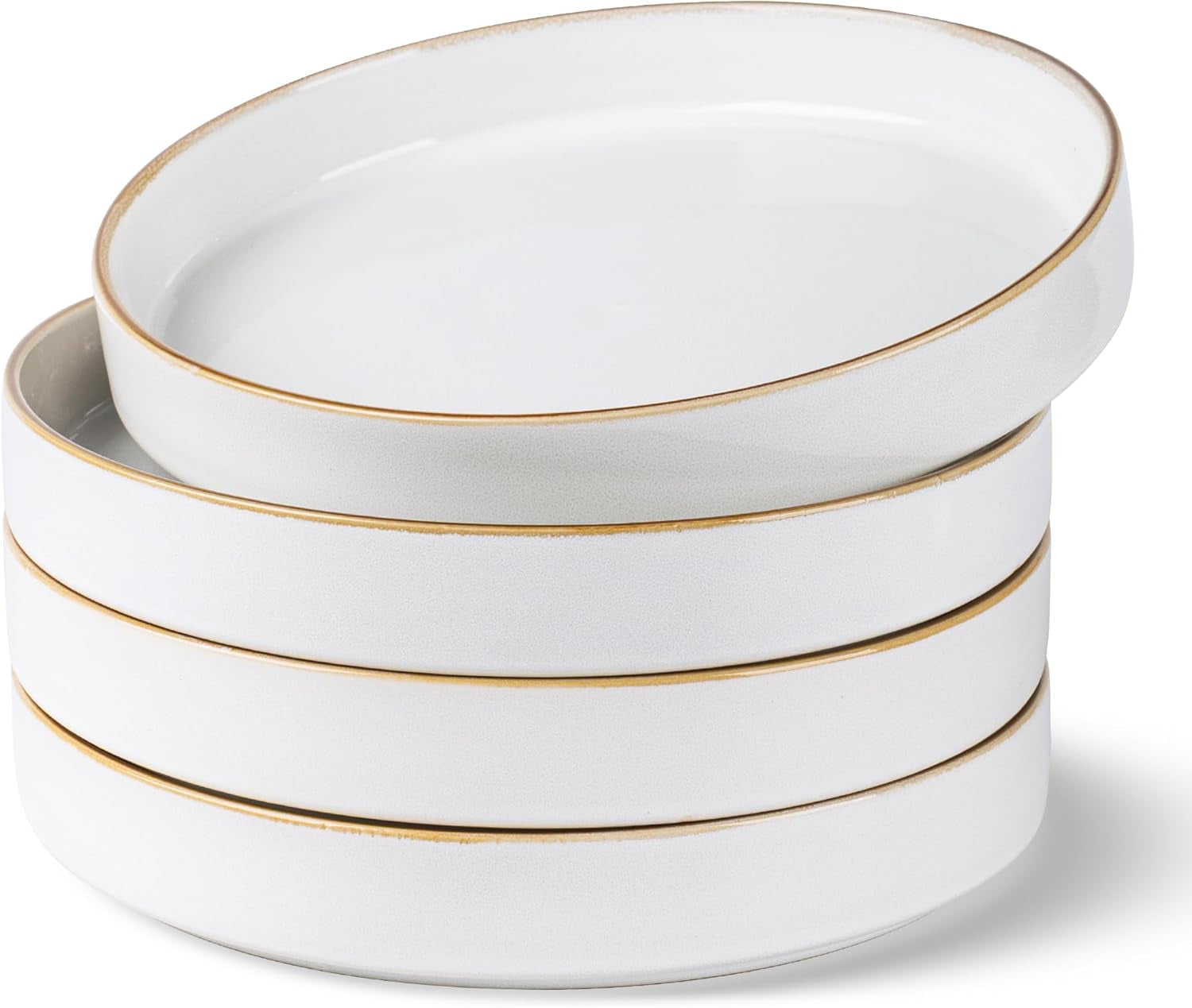 Large 9-Inch Ceramic Pasta Bowls Set of 4, 32 Oz Stoneware Serving Bowls for Kitchen, Versatile Wide Bowls for Fruit, Pasta, Salad, Oatmeal, Microwave Safe, Pearl White