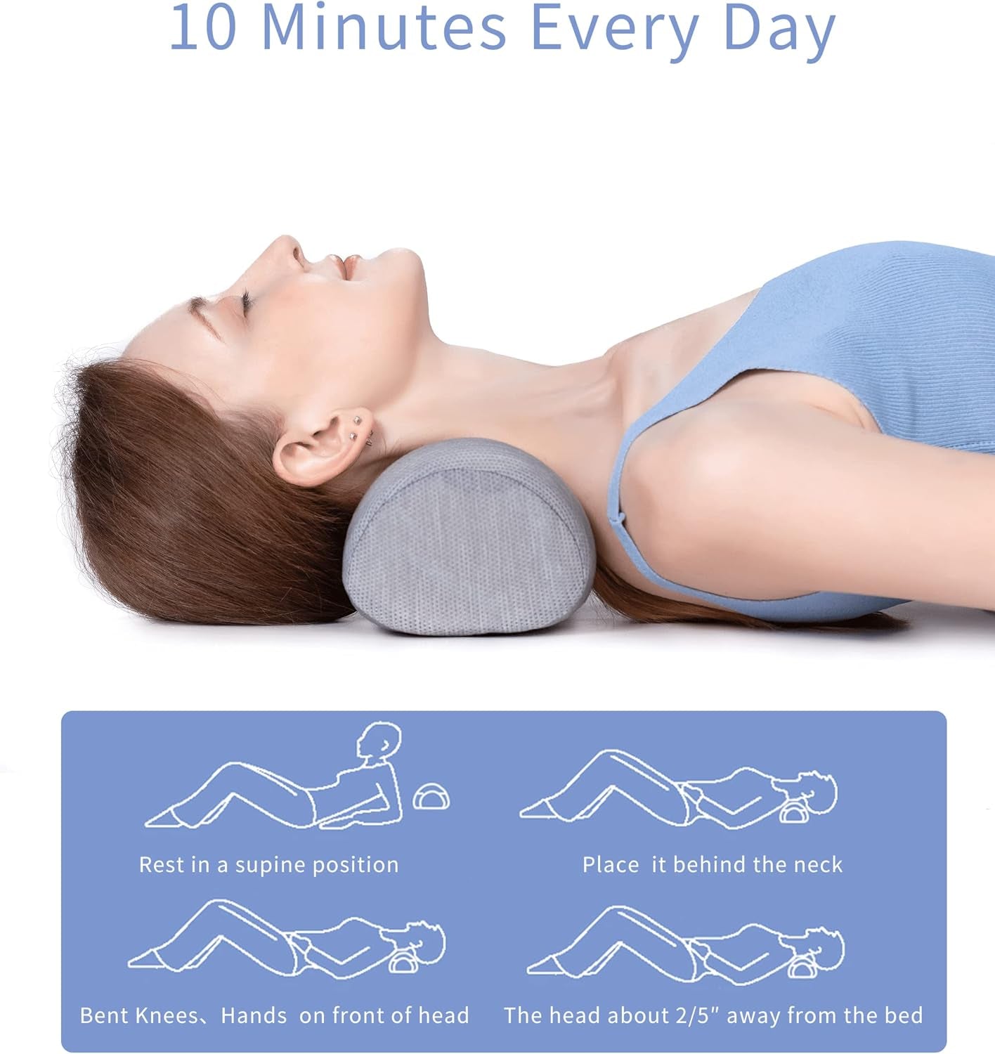 Small Neck Roll Pillow,Say Goodbye to Neck Pain, Cervical Memory Foam Pillow for Tension Muscle Relief, Contour Support, Shoulder Pain Relaxer with Breathable Pillowcase, Odorless