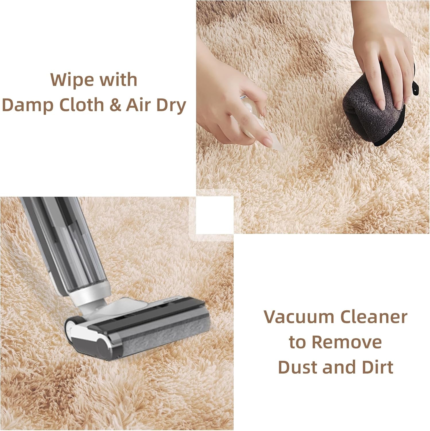 4X6 Shag Area Rug for Living Room Bedroom, Tie-Dyed Beige High Pile Soft Plush Shaggy Furry Cream Bedside Playroom Dorm Carpet, Non-Slip, Non-Shedding Modern Indoor Floor Rug